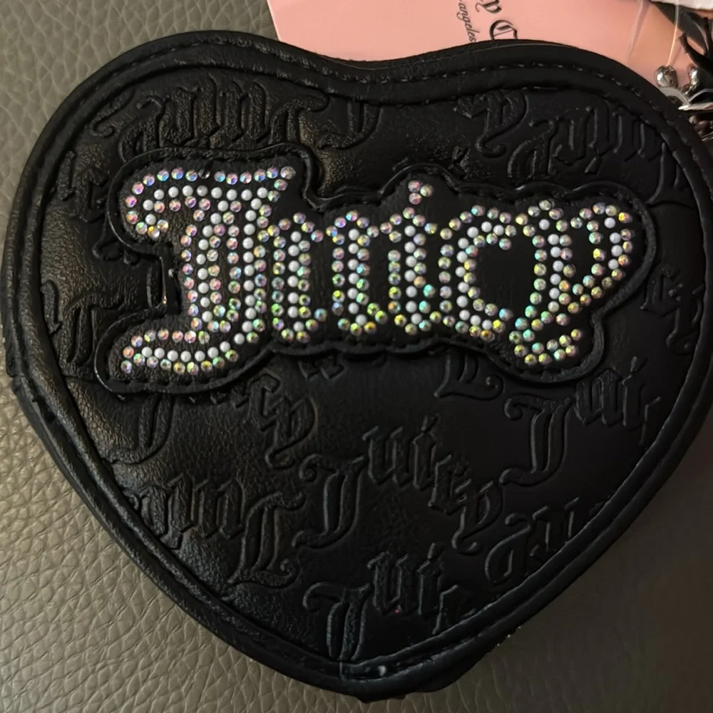 Juicy Couture Black Heart Wallet with Silver Chain - Picture 4 of 4
